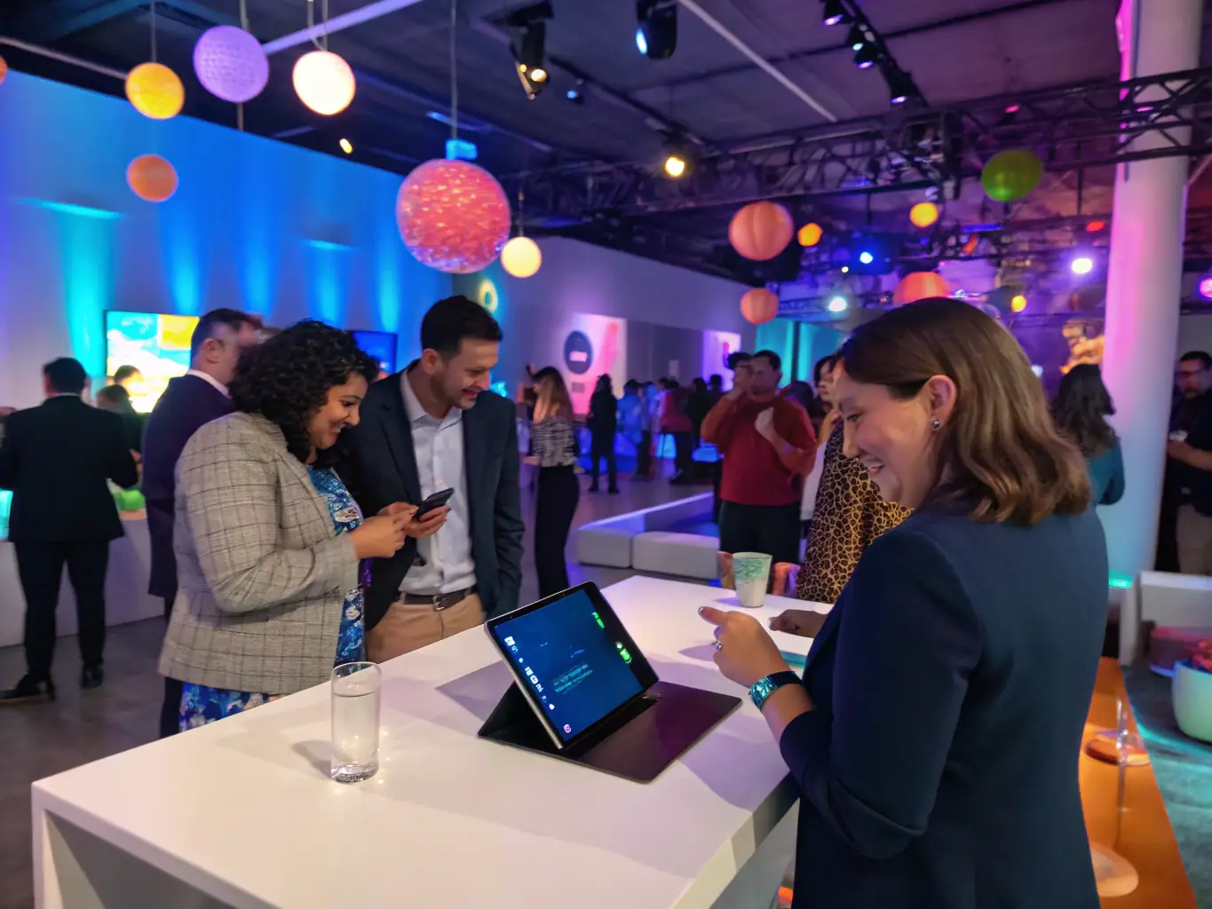 A dynamic image of Iconiq Agency promoters supporting a product launch, interacting with customers and showcasing the product's features.